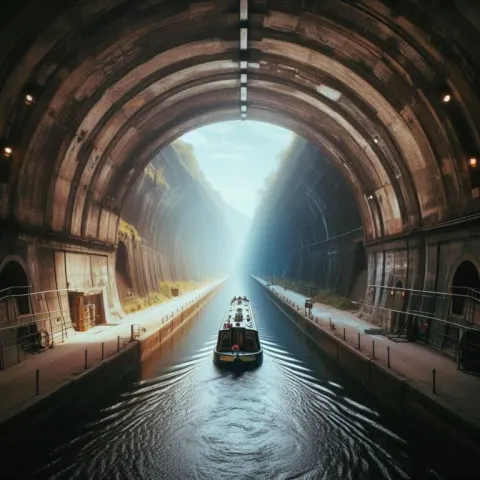 Canal Boat Waiting at Tunnel End
