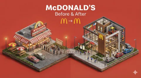 Create a clear, 45° top-down isometric miniature 3D split diorama showing [SUBJECT] before and after [TRANSFOR