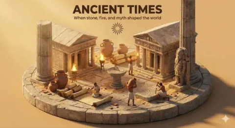 Create a clear, 45° top-down isometric miniature 3D diorama representing the era [YEAR / DECADE] as a time cap