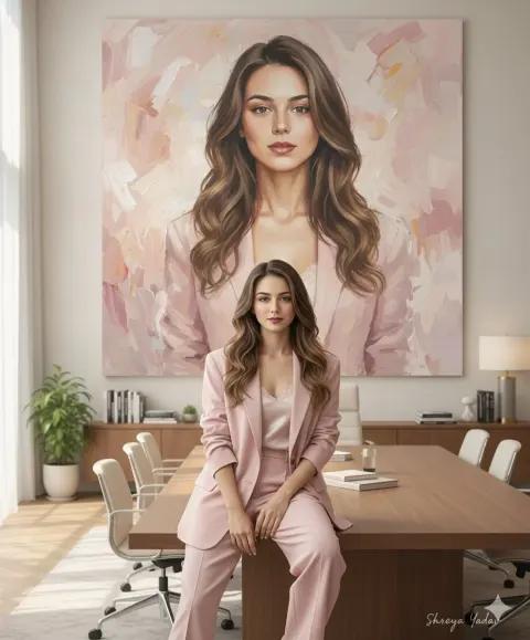 Create a Stylish Cinematic Scene with a Woman in a Luxury Office