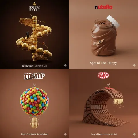 Creative 3D Advertisement for [Brand Name], Surreal Object, Matching Background, Real Slogan, Logo, Miniature 