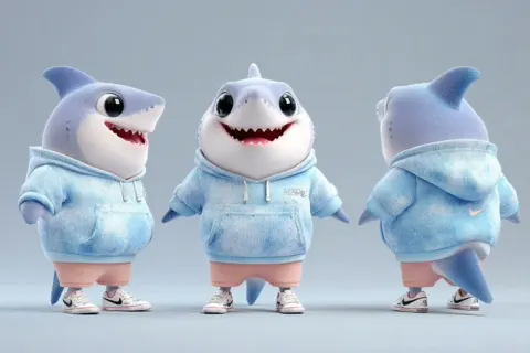 Cute Anthropomorphic Character Triple View