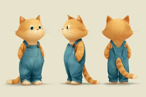 Cute Anthropomorphic Subject in Triple View