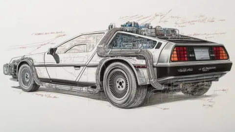 Detailed Technical Drawing of Vehicles, Weapons, Objects, or Items