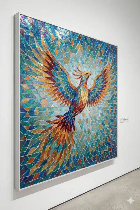 Dynamic Mosaic Phoenix Art