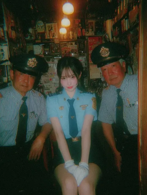 Elegant Japanese Cafe Scene with Character Photography in Retro Style