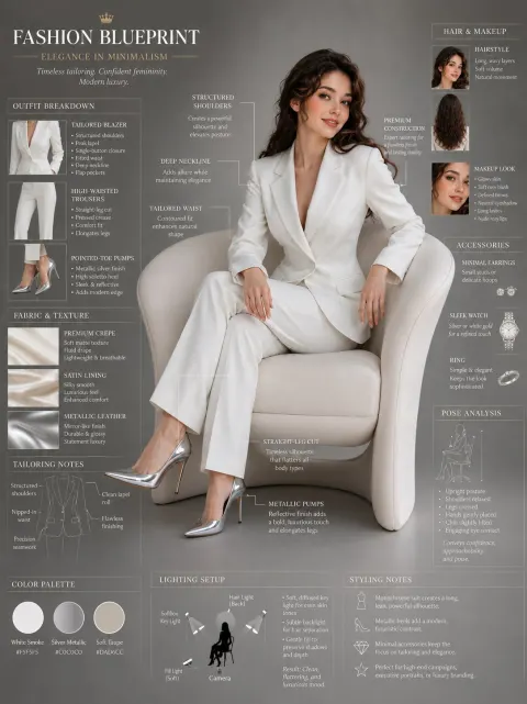 Elegant Woman Fashion Blueprint Sheet