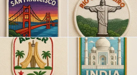 Embroidered Patch Design, Cartoon Style, National Colors