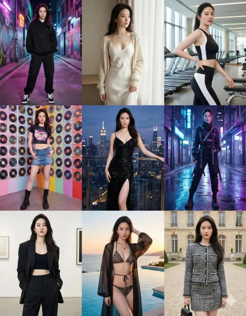 Fashionable 3x3 Grid Collage Photography