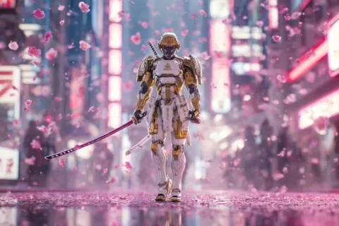 Full-body Shot of a Character at a Location, with a Powerful Aura of Energy and Visual Effect, in a Dynamic Po