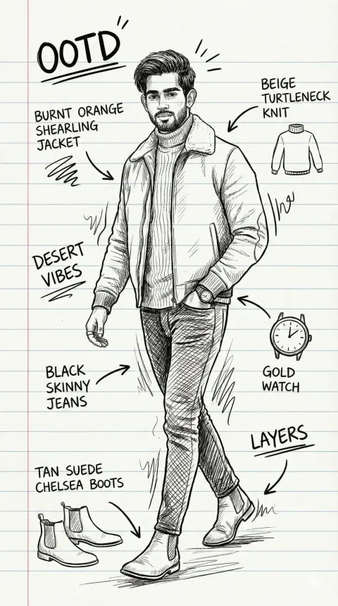 Fun OOTD Fashion Collage Breakdown, 9:16 Aspect Ratio, Paper Scribble Aesthetic with Hand-Drawn Arrows, Doodle