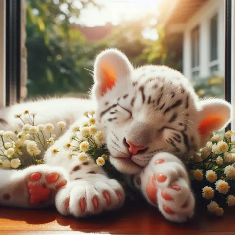 Cute Animal Sleeping on Windowsill