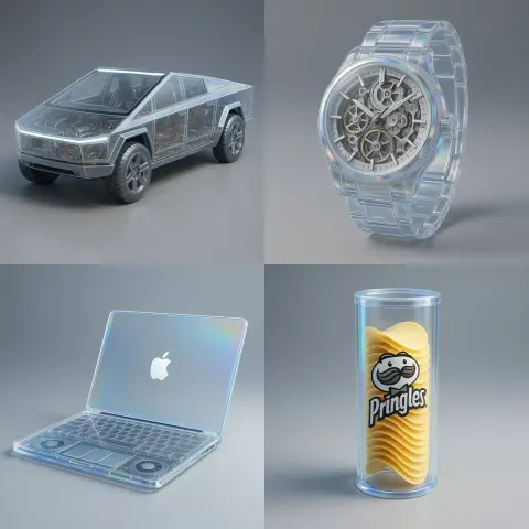 Fully Transparent Product with Visible Internal Components