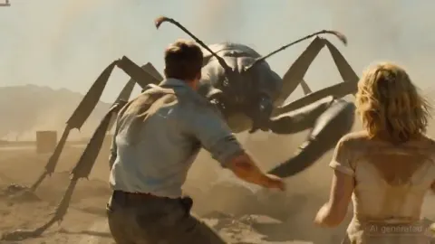 Giant Ant Attack in 1950s Desert Horror Scene
