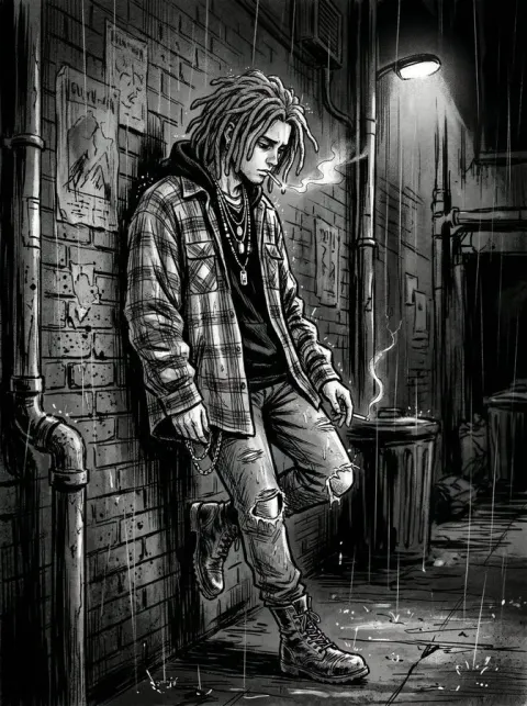 Gritty 90s Grunge Manga Art