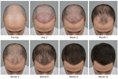 Hair Transplant Progression: From Pre-Op to Final Result