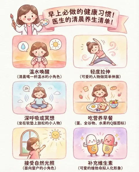 Hand-drawn Watercolor Infographic with Cartoon Illustrator Doctor, Cute and Fresh