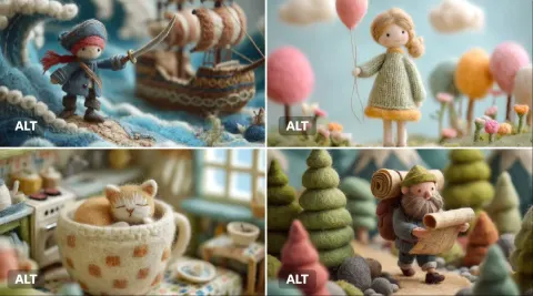 Handcrafted Felted Wool Figure in a Cozy Storybook Scene