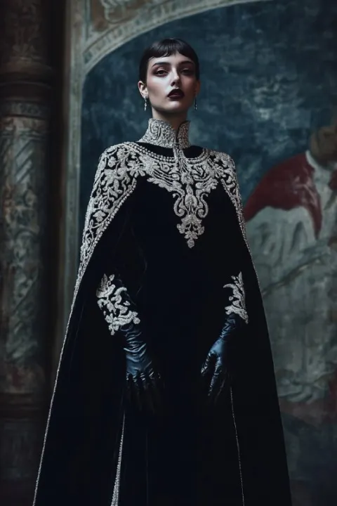 Black Velvet Dress Fashion Editorial Photography