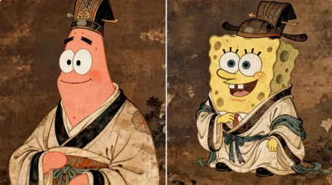 High-definition Oil Painting of a Paidu Star in Tang Dynasty Attire