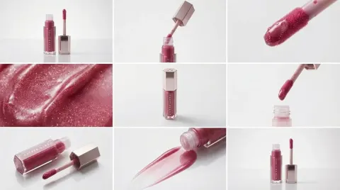 High-End Beauty E-Commerce Ad 3x3 Photoreal Storyboard Contact Sheet