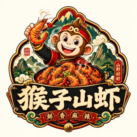High-end Guochao Catering Badge Logo Design