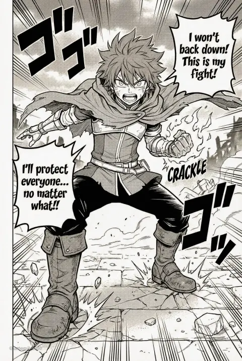 High-Energy Battle Scene in Modern Shonen Manga Style