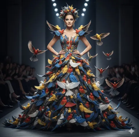 High-Fashion Bird Gown Photography