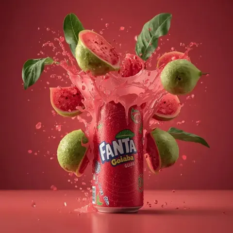 High-Impact Red Guava Soda Can Explosion