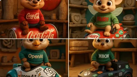 High-Quality 3D Cartoon Animal Character Inspired by Brand