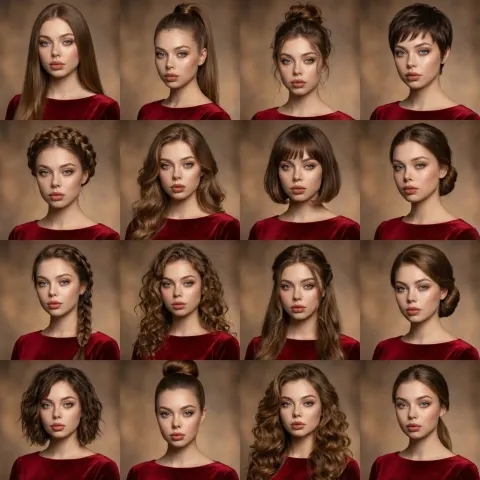 High-Quality Hairstyle Variation Collage