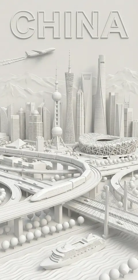 Highly Detailed 3D Bas-Relief Poster of City Landmarks