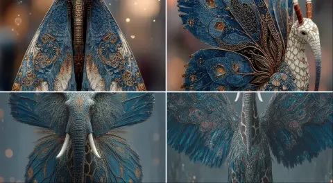 Highly Detailed and Surreal Mythical Bird Creature Depiction