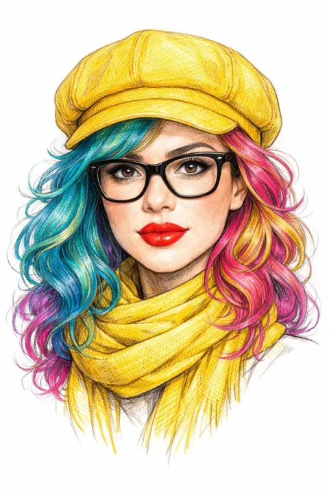 Highly Detailed Digital Line Art Portrait