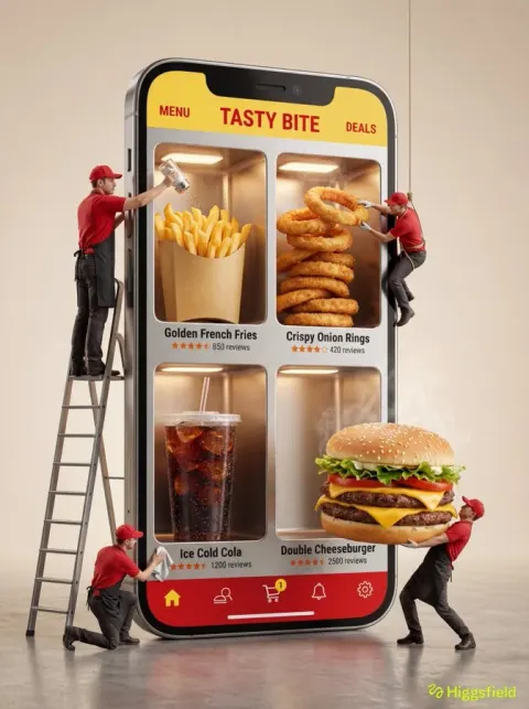 Hyper-realistic 3D Commercial Photograph of a Giant Smartphone