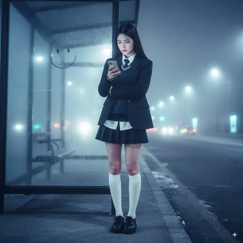 Hyper-Realistic 4K Full-Body Night-Time Portrait of a 23-Year-Old Korean Woman