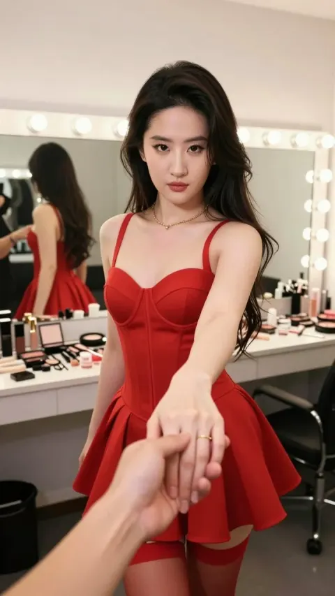 Hyper-realistic Boyfriend's Perspective Photo: Liu Yifei's Makeup Room Shot