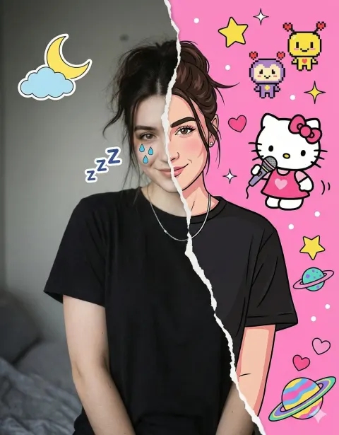 Hyper-realistic + Digital Cartoon Fusion Image Generation
