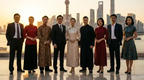 Hyper-Realistic Full-Color Large-Format Image of Famous Chinese Film and TV Characters