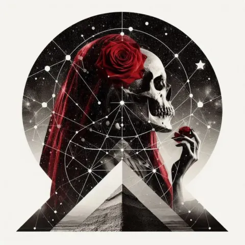 Surreal Double Exposure with Lady and Skulls