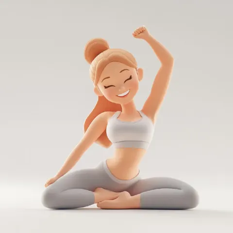 Happy Fit Woman Stretching Icon