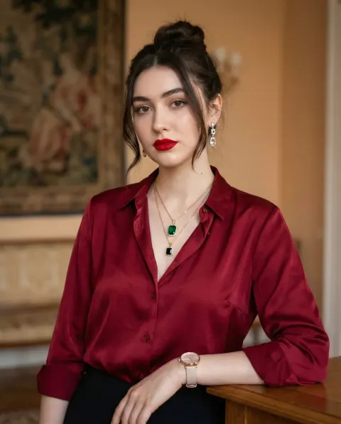 Indoor Cinematic Portrait: Elegant, Confident, Sophisticated