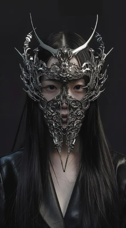 Futuristic Gothic Masked Asian Woman
