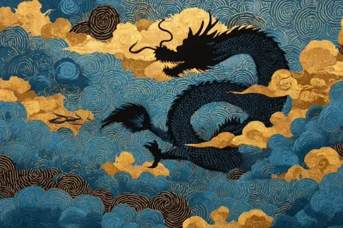 Japanese Ukiyo-e Shadow Theater with Elegant Silhouettes and Traditional Woodblock Print Inspirations
