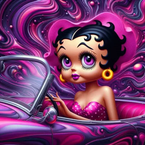 Surreal Betty Boop in Vibrant Car