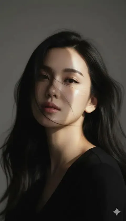 Korean-Editorial Close-Up Portrait of a Young Woman