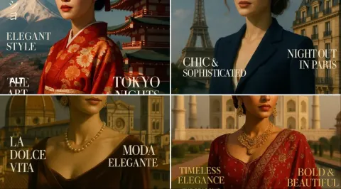 Luxurious Fashion Magazine Cover with National Landmarks and Fashion Aesthetics