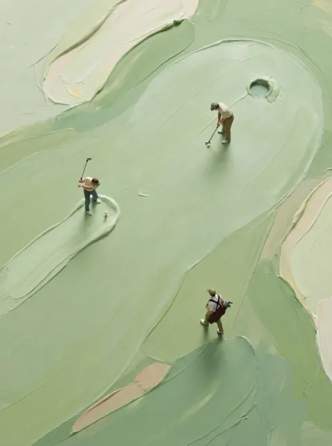 Miniature Sport on Abstract Paint Surface