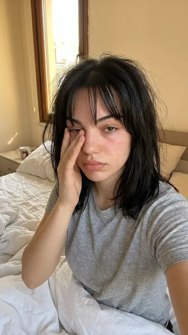 Morning selfie, sleepy bare-faced look