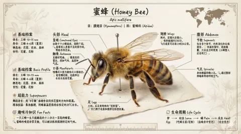 Museum-Level Bee Educational Infographic